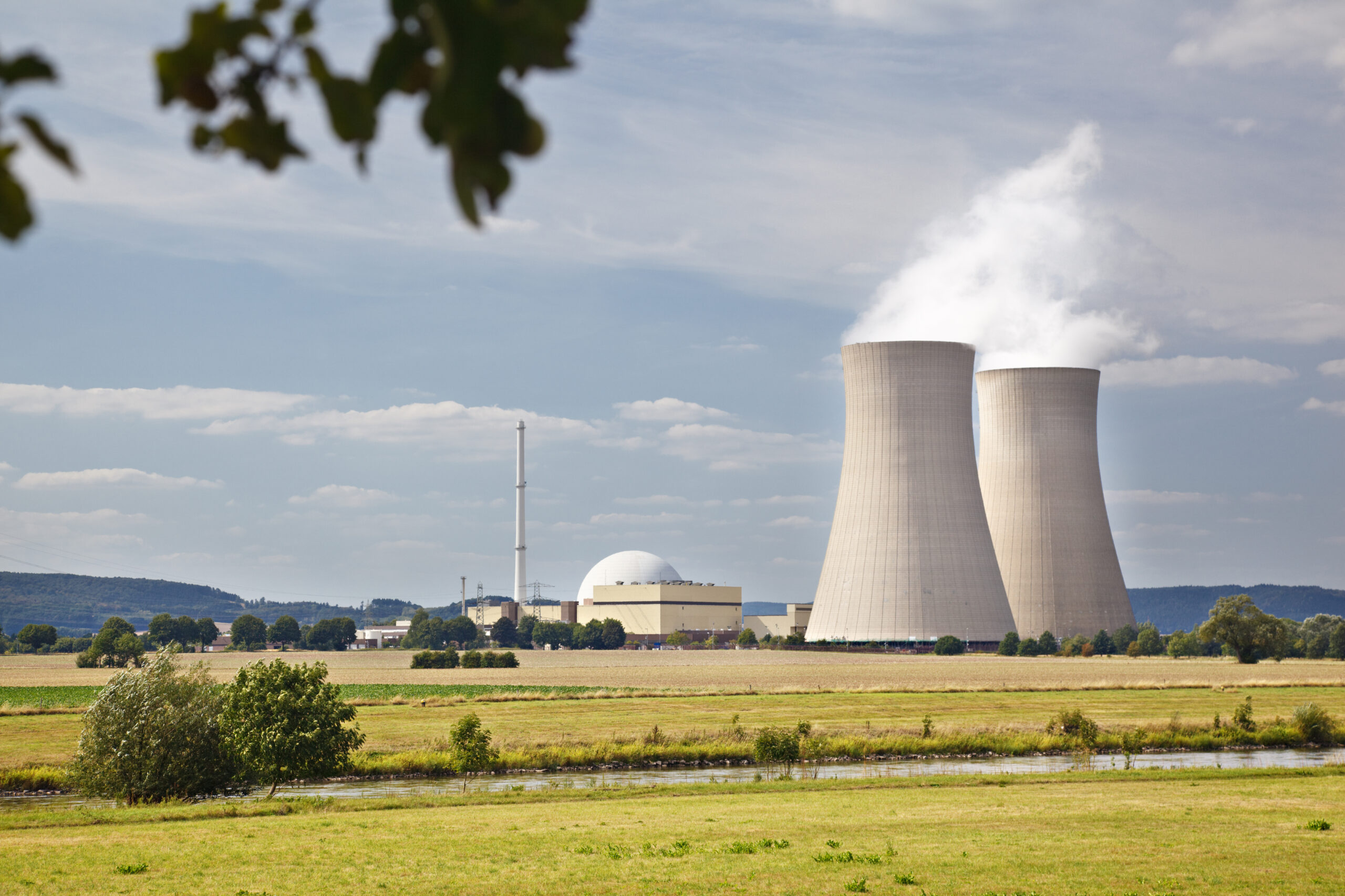 Nuclear Power Plant In River Landscape