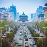 the street scene of ancient city in xian